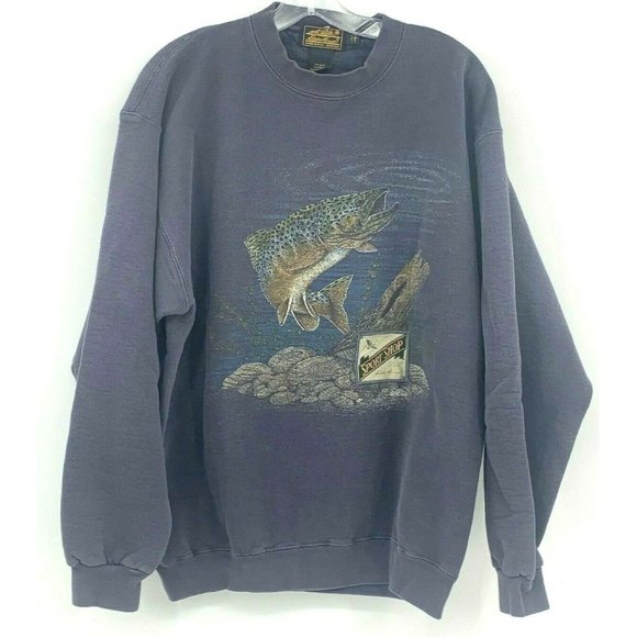 Eddie Bauer L Blue Vintage Fishing Sweatshirt
